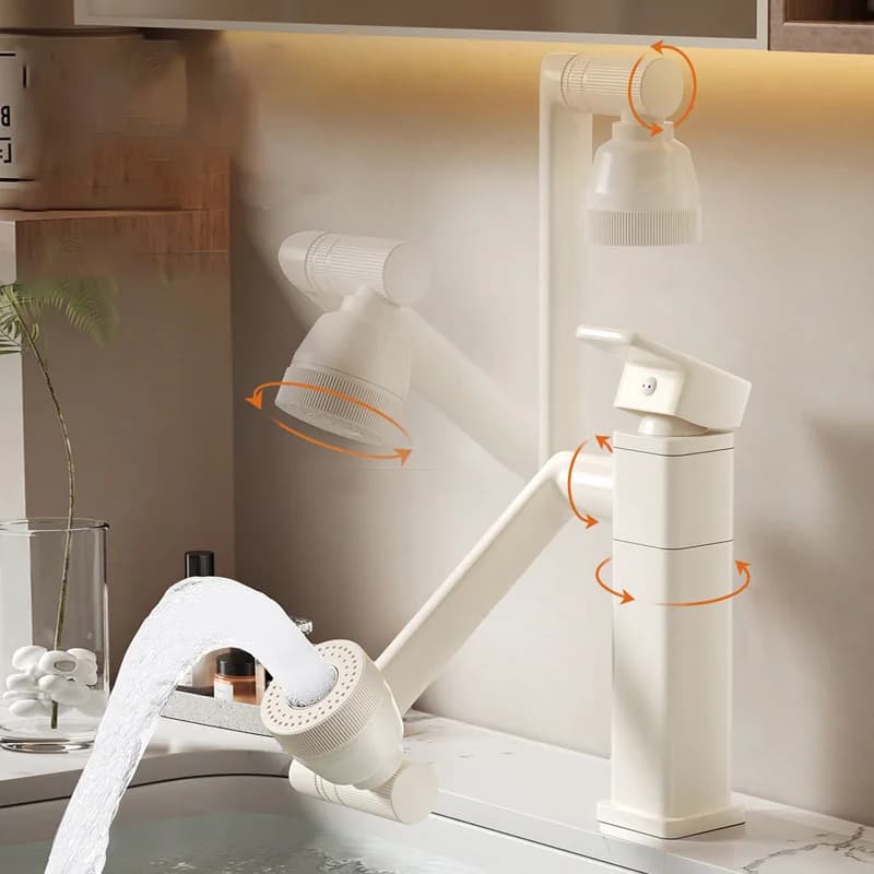 Basin Faucet Big Angle Spray Aerator Spout Extender 360 Degree Swivel Lavatory Tap Multifunction Stream Sprayer Hot Cold Mixer