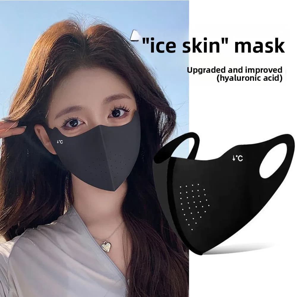 Maschera Traspirante in Seta Ghiacciata per Uomo e Donna, Copriviso Rinfrescante Estivo per la Guida, Leggera e Lavabile, Maschera Solare per Ciclismo