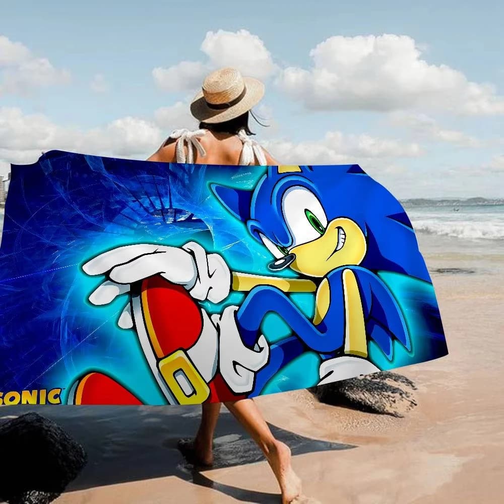 Asciugamano da Spiaggia in Microfibra Anime S-Sonic H-HedgehogES, Asciugatura Rapida, Anti-Sabbia, per Piscina, Yoga, Viaggi, Nuoto e Fitness