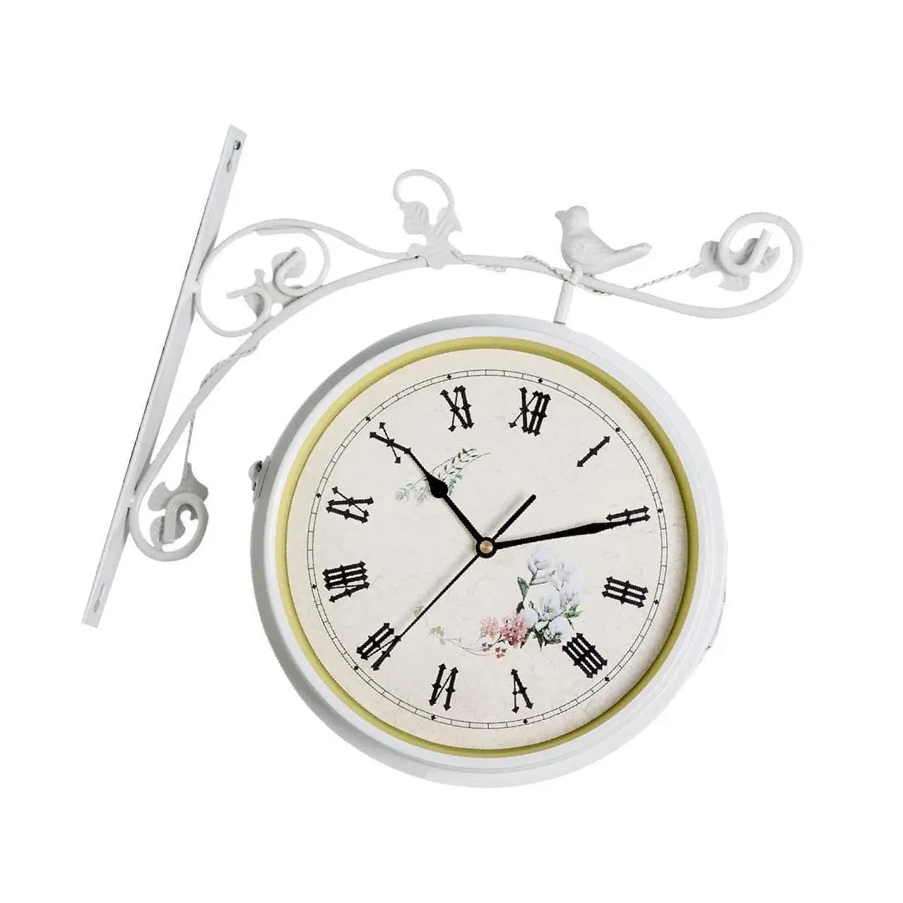 Wrought Iron Double Sided Antique Quiet Wall Hanging Clock