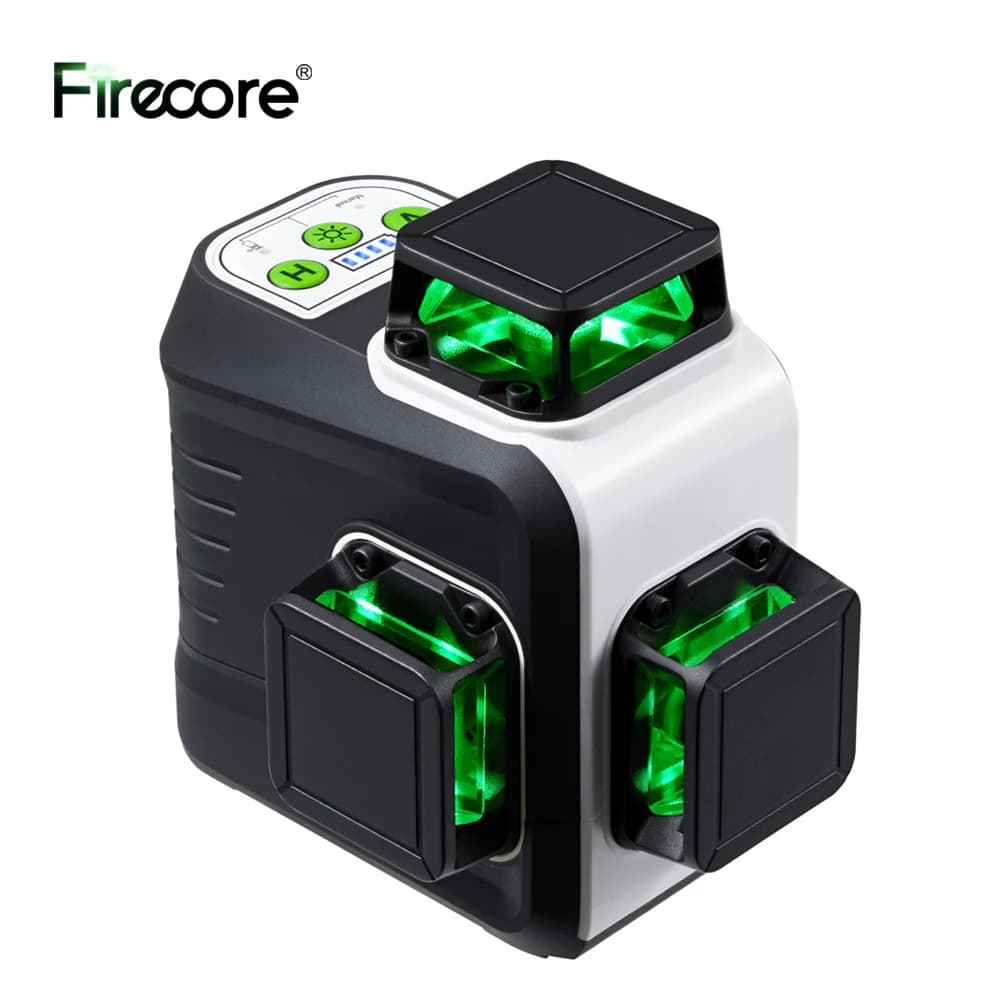 FIRECORE 360 Livello Laser 12 Linee 3D Autolivellante Linee Trasversali Orizzontali e Verticali Strumento di Livello Laser Verde Super Potente G50