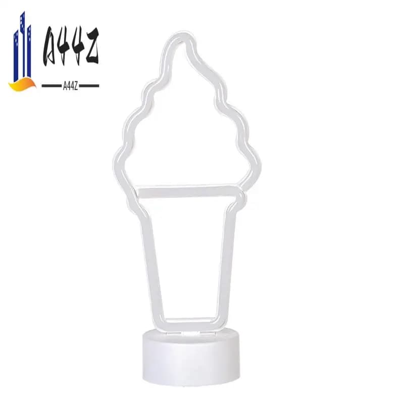 A44Z-Insegne al neon a forma di gelato con base W, luce a LED, illuminazione d'atmosfera per parete, lampada da notte per compleanno, festa, sala sportiva elettronica