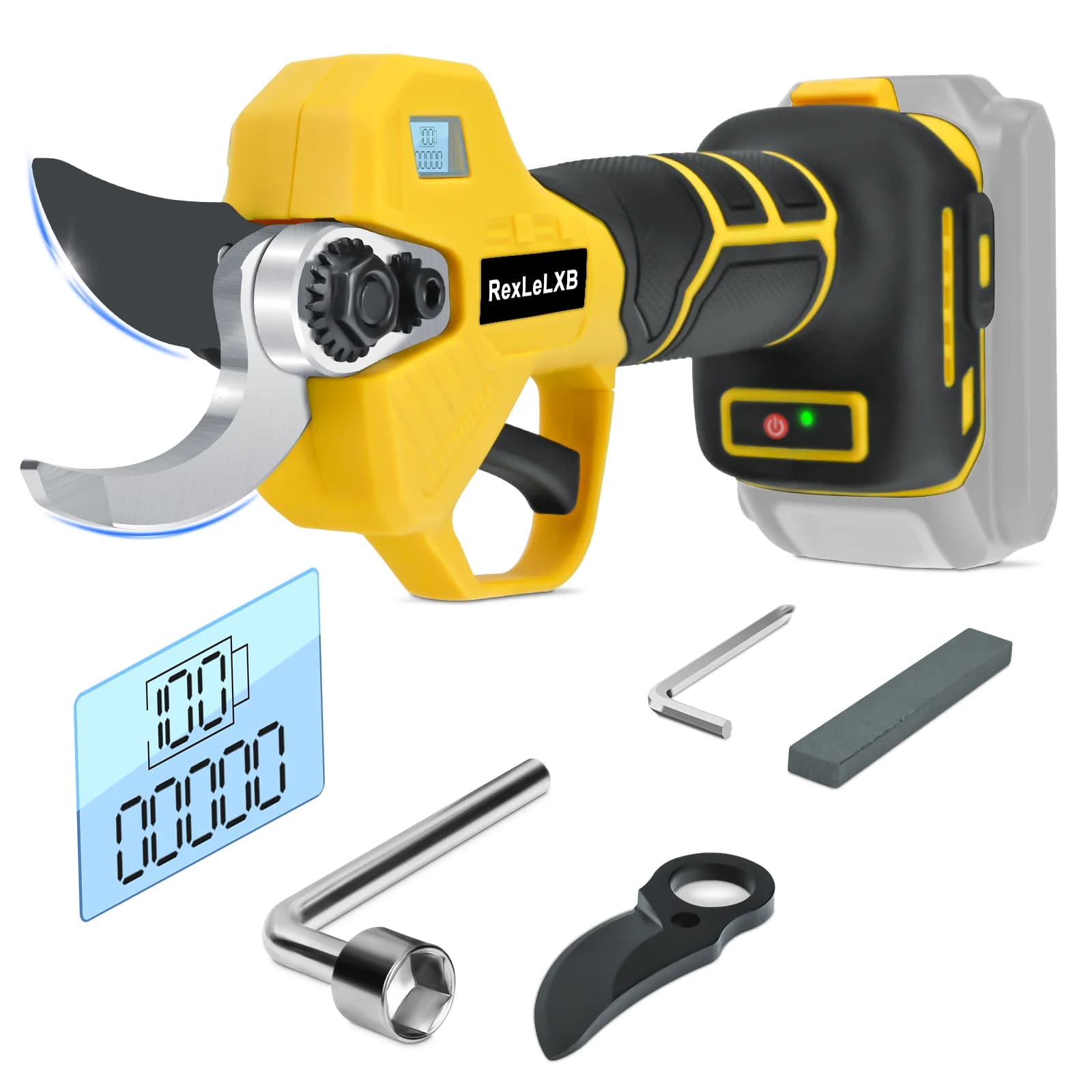 Electric shear shears without brushes of 30 mm Electric scissors with 2 marches Powering of shrub branches for battery Dewalt from 20 V (without battery)