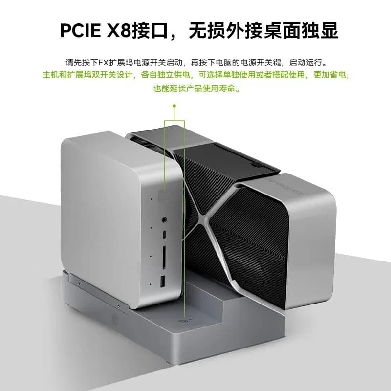 Docking Station Esterna PCIe X8 Multifunzionale per Desktop, Alimentatore 600W, Dock di Espansione per Scheda Grafica