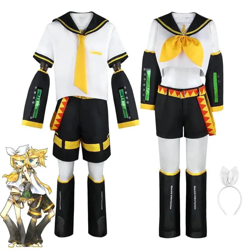 Anime Rin Len Costumi di Halloween Uniforme Vocaloid Cosplay Parrucca gialla top pantaloni abbigliamento uniforme Carnevale di Halloween Bambini adulti