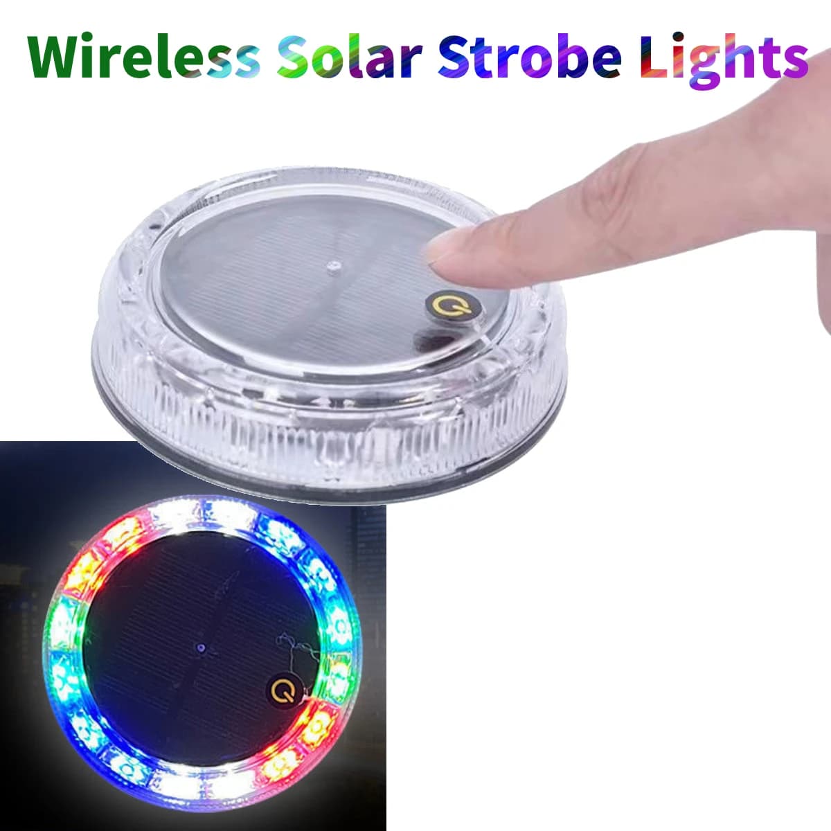 1/2x RGB LED Solar Strobe Warning Light for Car Truck Bus Touch Sensor Wireless Charging Night Safety Taillight Flashing Lamp