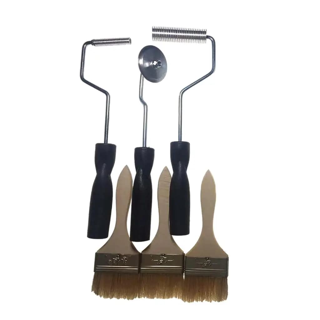 Kit di rulli per laminazione a bolle in fibra di vetro per stampi in FRP, resina GRP, 3 rulli in fibra di vetro, un paio di guanti e 3 pennelli