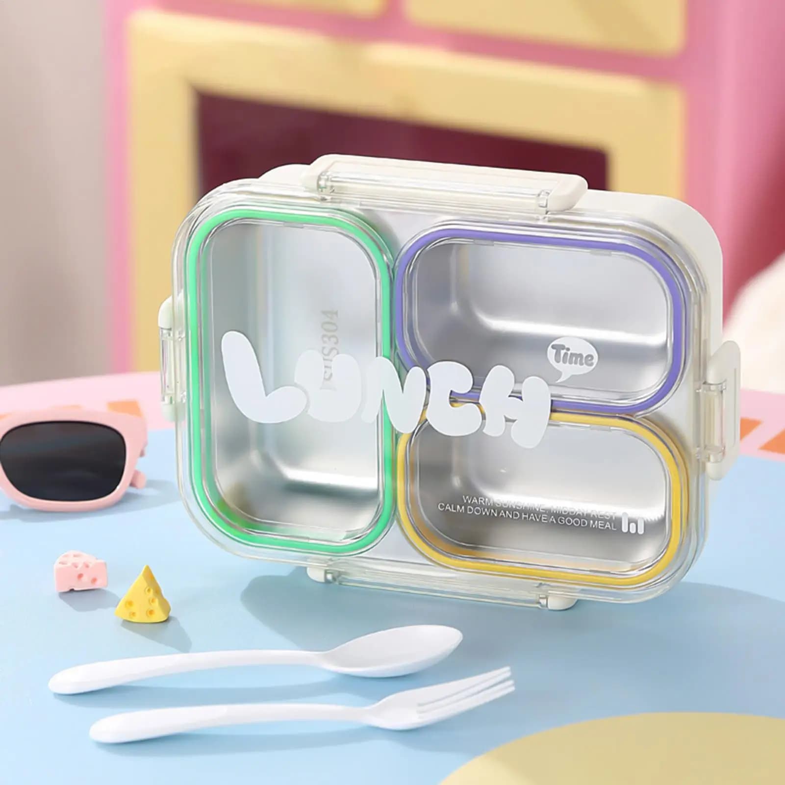 Lunch Container Box Leak-proof Insulated Food Storage Food Container Stainless Steel Bowl for School Camping Spring Trip