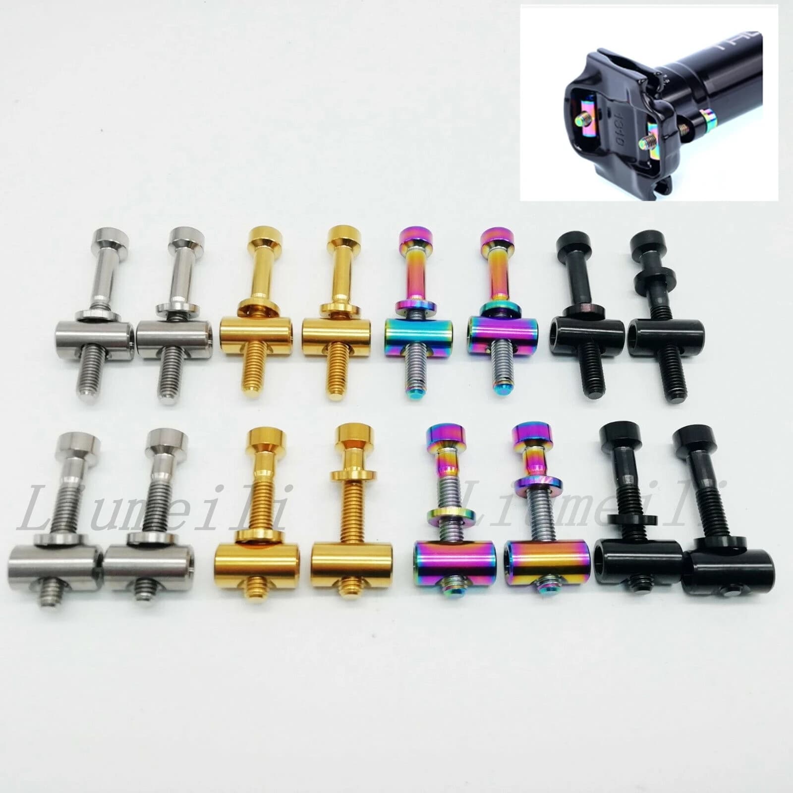 Liumeili Seat Rod Titanium Alloy Screw Seatpost Fixing Screw M5x30/40mm 2Pcs Bike Seat Post Fixed Bolts TC4 Titanium