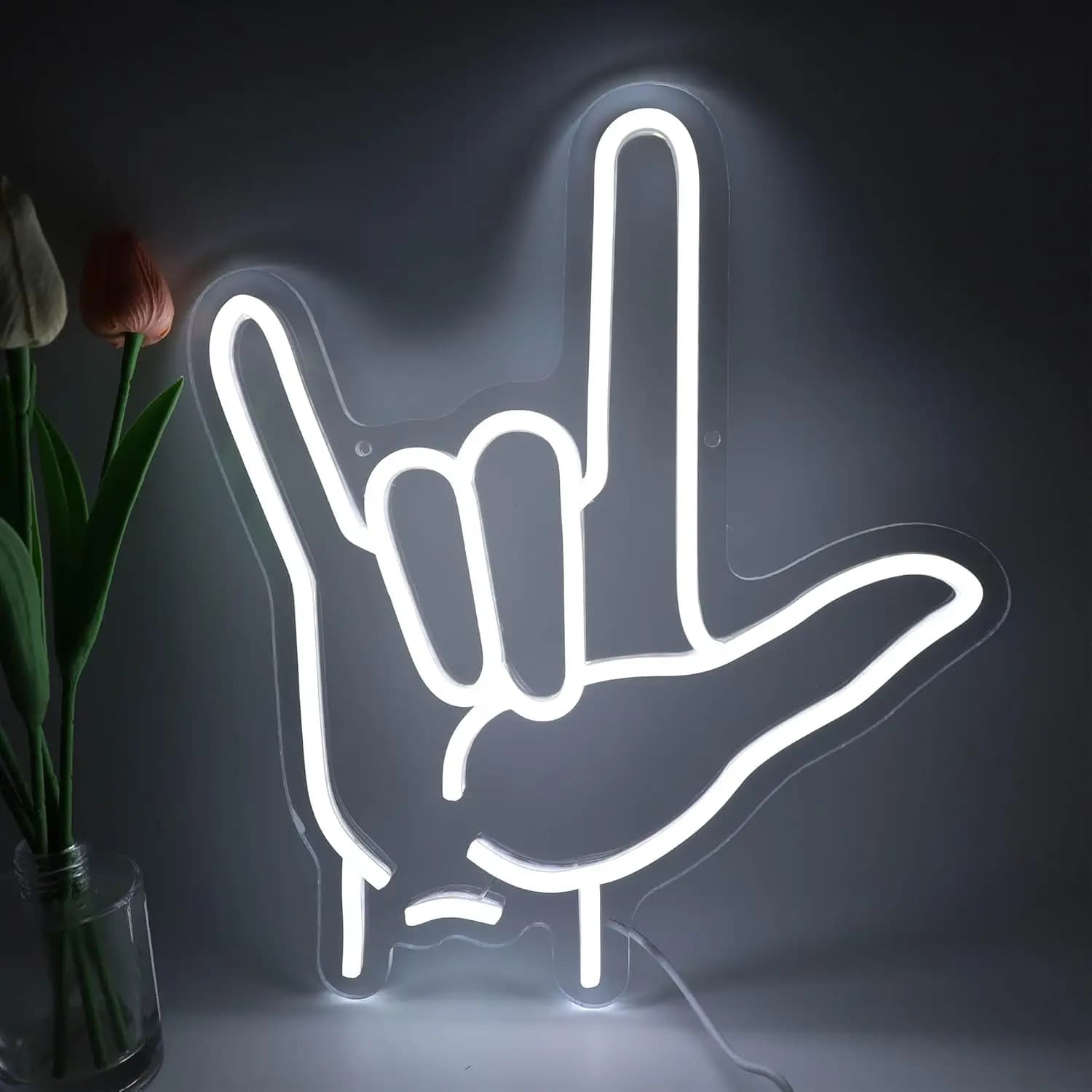 Insegna al Neon con Gesto della Mano 'Ti Amo', Luce da Parete Artistica USB per Feste, Bar, Sale Giochi, Decorazione Camera da Letto, Regalo di Compleanno