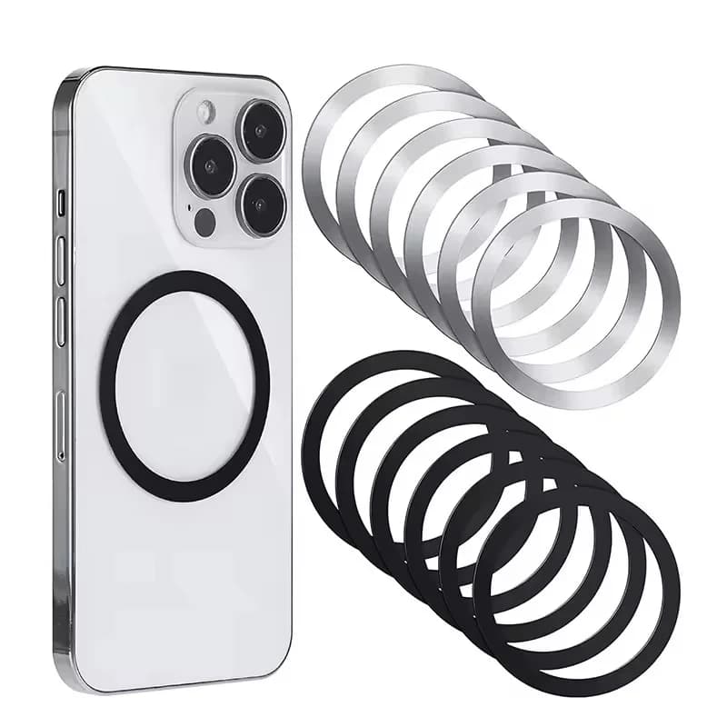 1-5Pcs Stainless Steel Magnetic Metal Plate Ring For MagSafe Wireless Charger Thin Round Magnet Patch For Dashboard Holder Stand