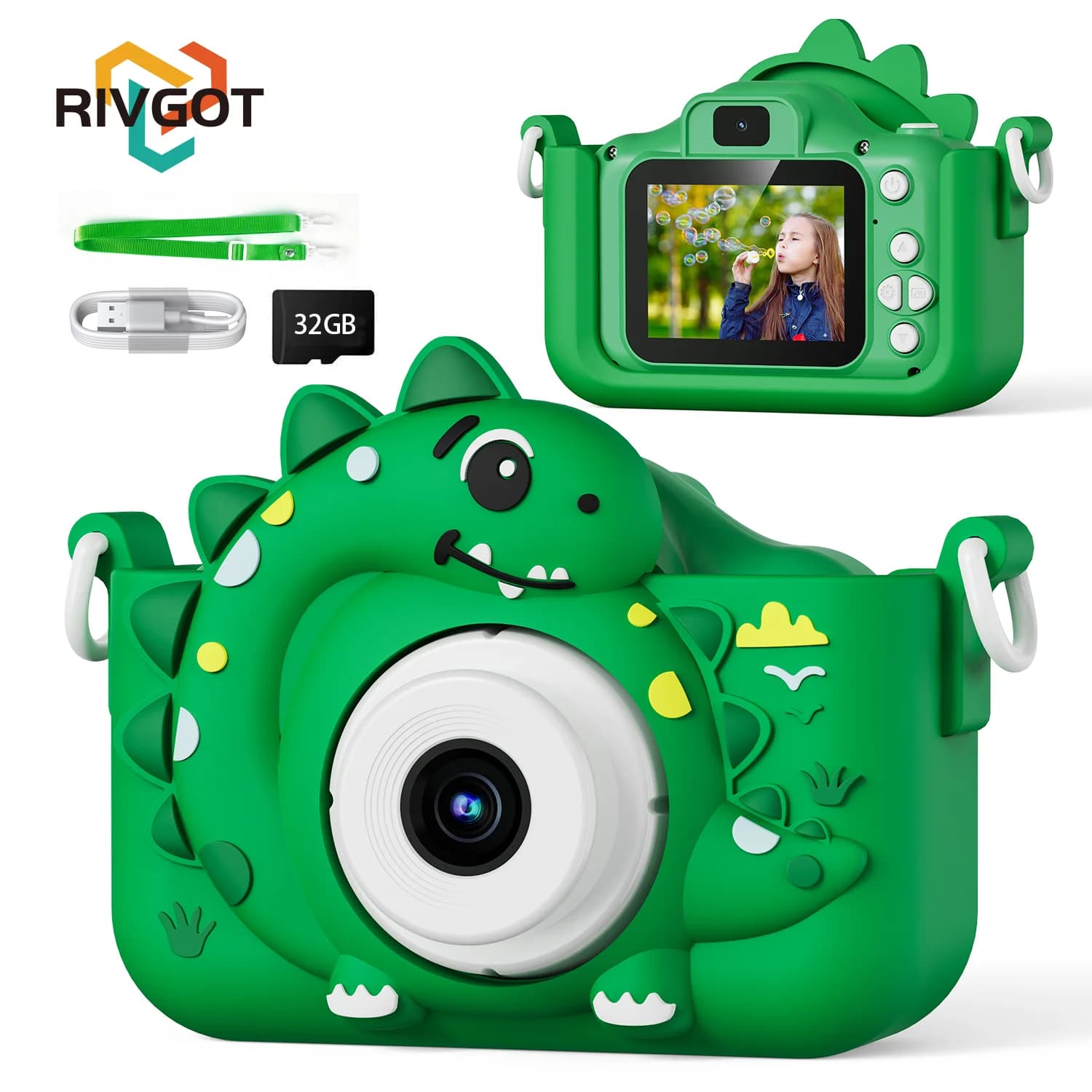 Fotocamera digitale per bambini con scheda 32G Toy Girl Boy 1080p Schermo HD Outdoor Cartoon Dinosaur Camera Fotografia Video Regali di compleanno