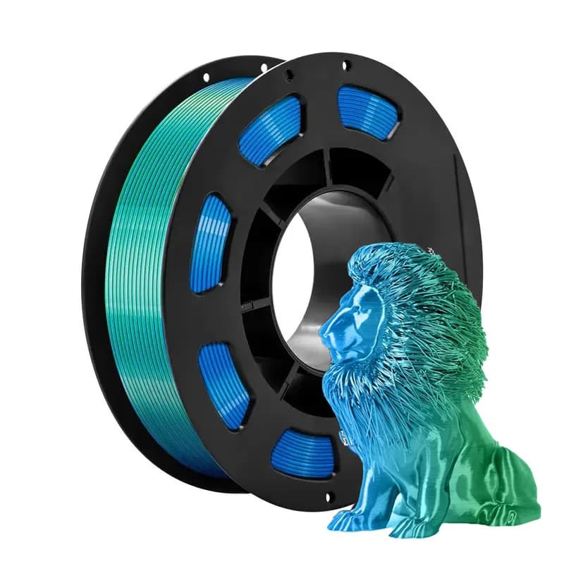 Filament PLA Silk 1.75mm, 3D Printer Filament to Double Construction Bicolor Blue Silk Green PLA with Color Change