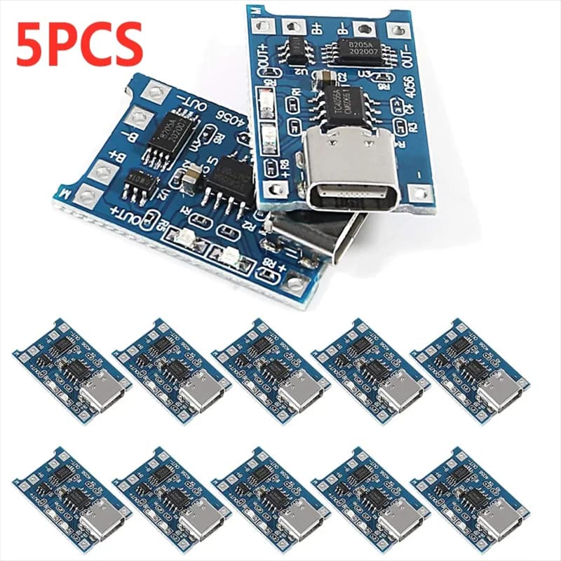 2/5 Pieces Module Charger for Lithium 5V 1A Micro/Type-C/Mini 18650 TP4056 with Protection and Double Li-ion Function
