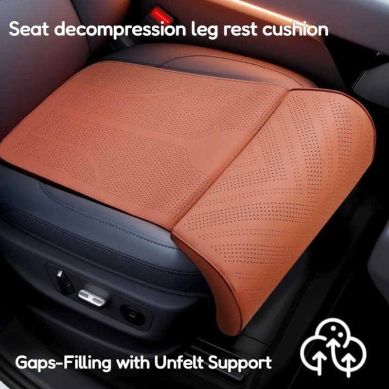 Cuscino per seggiolino auto universale con curva a C per supporto per le gambe Estensore per sedile Coprisedile in memory foam traspirante con rivestimento in pelle traforata