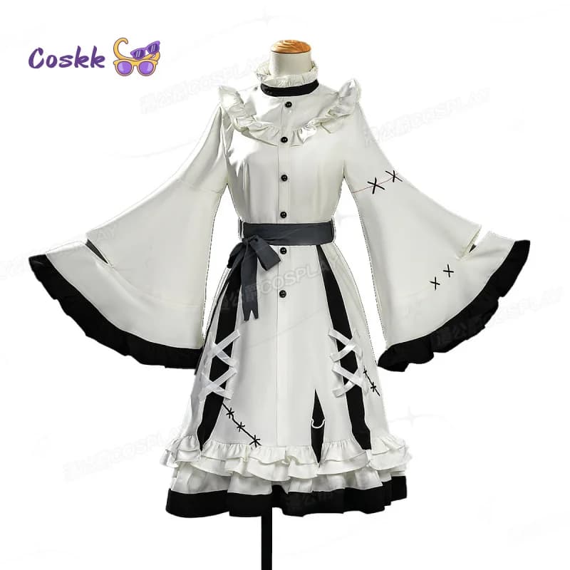 Prova della Strega della Ragazza Magica ‌ Costume Cosplay di Hikami Meruru, Vestito Bianco Carino per Feste Anime, Uniforme per Halloween e Carnevale, Abiti per Giochi di Ruolo