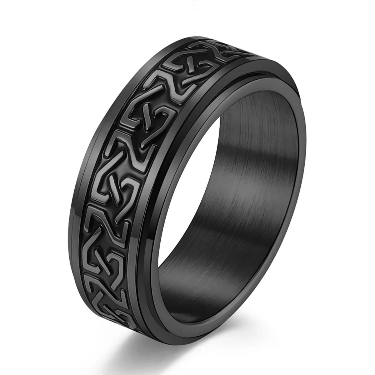 ELFASIO anello Spinner in acciaio inossidabile da 8mm anello Fidget anelli con nodo celtico anello per l'ansia per uomo donna anello per l'ansia da Fidget nero