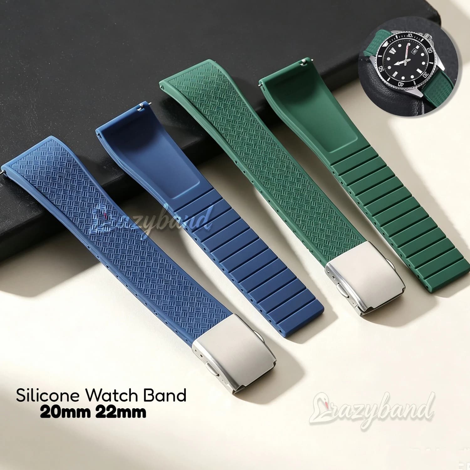 20mm 22mm Quick Release Silicone Watch Strap for Omega for Seiko Green Band Blue Black Universal Replacement Wrist for Men Women