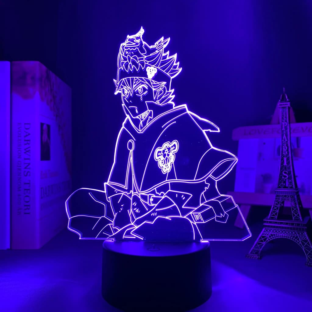 Lampada 3D in acrilico Anime Black Clover Glowing Stand Asta Action Figure per l'arredamento della camera da letto Luce notturna colorata
