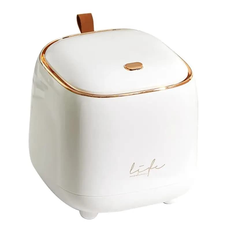 ABJI-Mini Cestino da Cucina da Appoggio, Contenitore per Rifiuti con Coperchio a Pressione, Cestino per Spazzatura da 0,5 Galloni/1,5 Litri, Dispenser Bianco Durevole