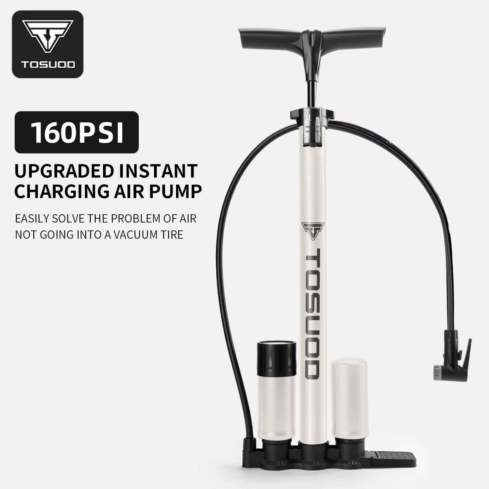Pompa per Bicicletta TOSUOD 160PSI, Resistente, con Valvola Schrader e Presta, Gonfiatore Universale Impermeabile per Bici da Montagna e da Strada