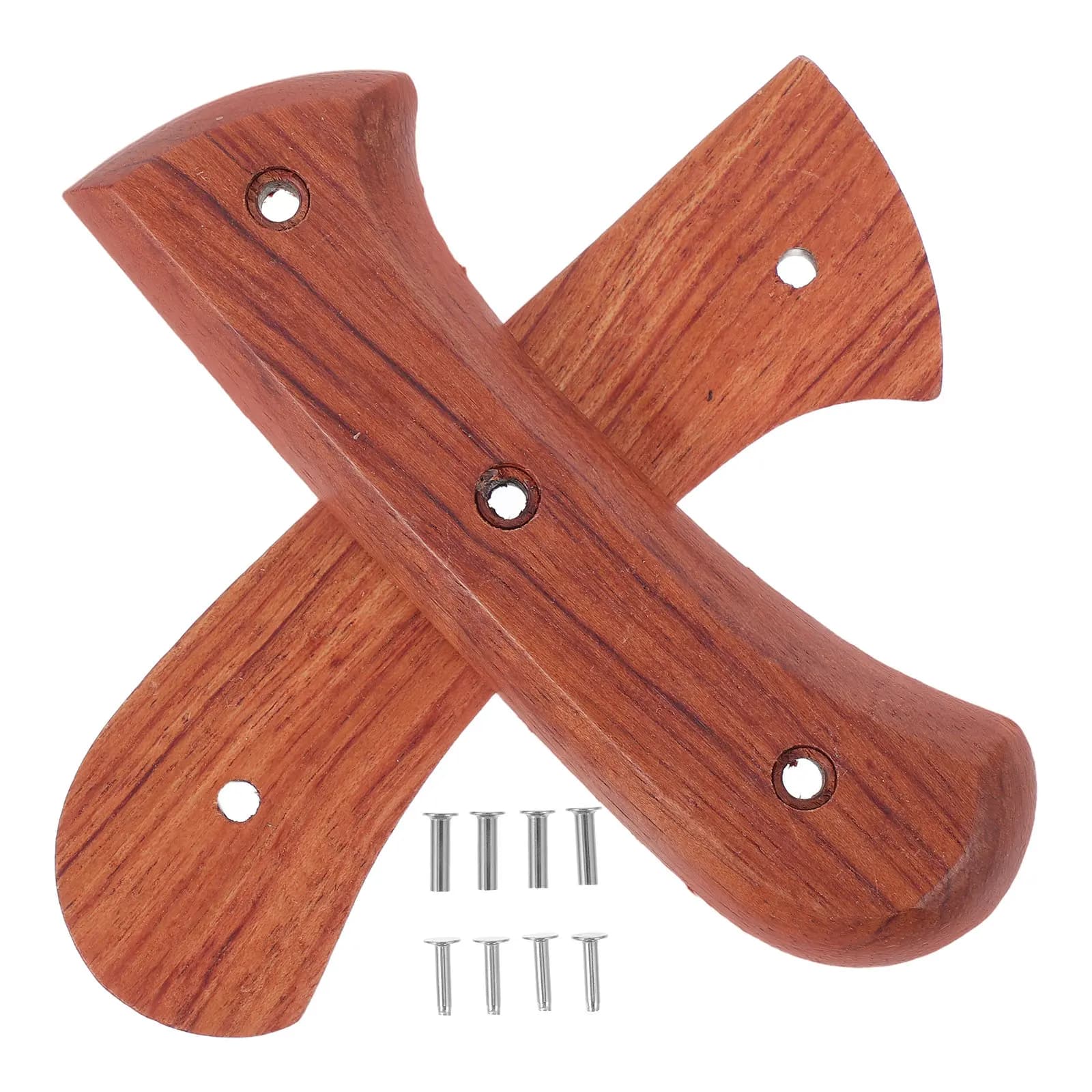 1Set Solid Wood Kitchen Knife Handle Replacement Ergonomic Curved Grip Non Slip Vintage Design Knife Repair Tool for Home Use