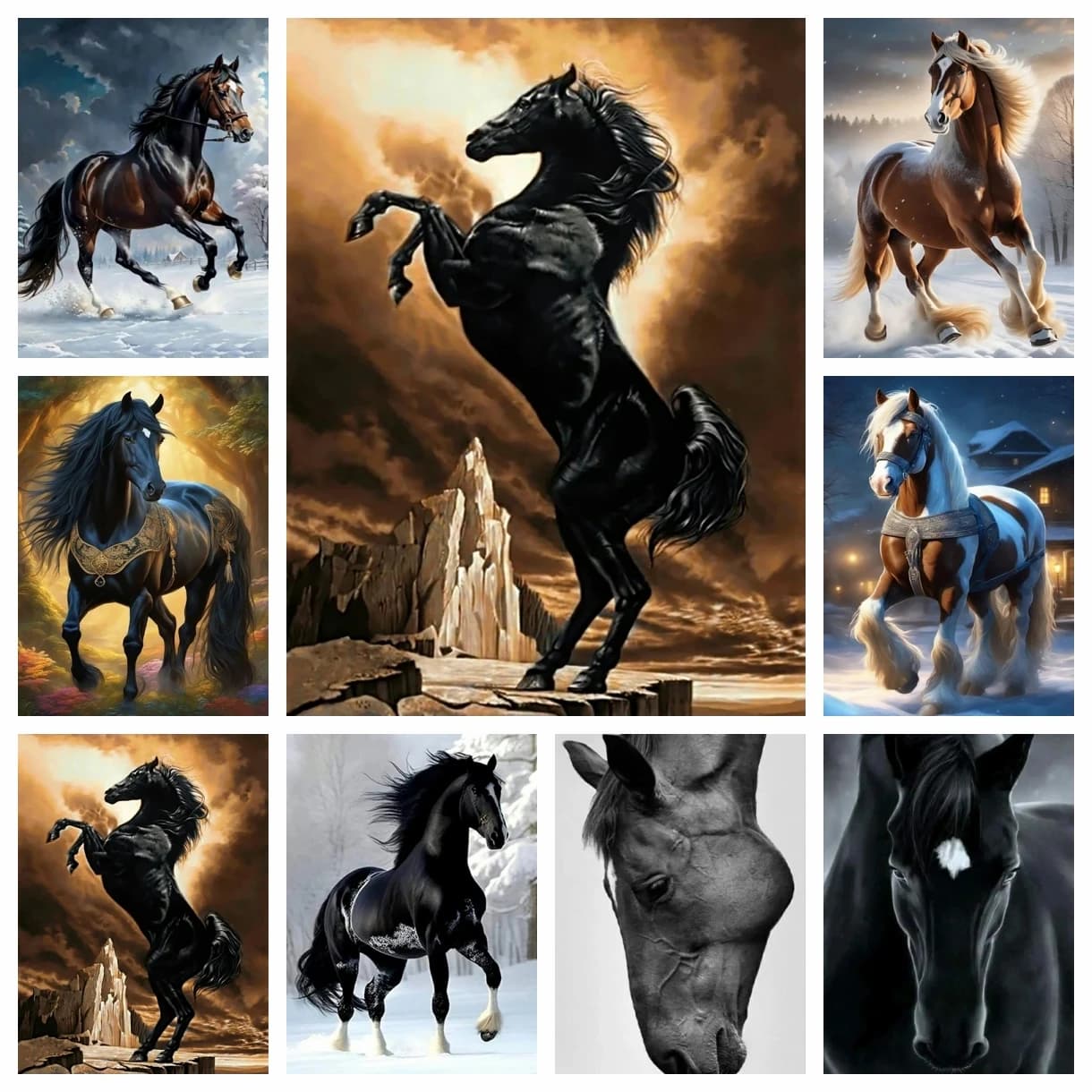 Pittura diamante 5D fai da te cavallo kit punto croce diamante pieno ricamo pittura mosaico arte strass decorazione della casa immagini