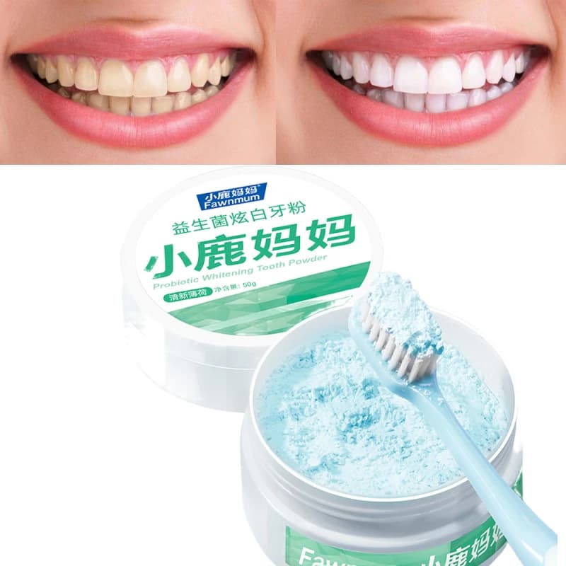 Fawnmun 50g Probiotic Activated Powder Tooth Whitening Toothpaste Dental Powder Oral Hygiene Teeth Cleaning Care Tool