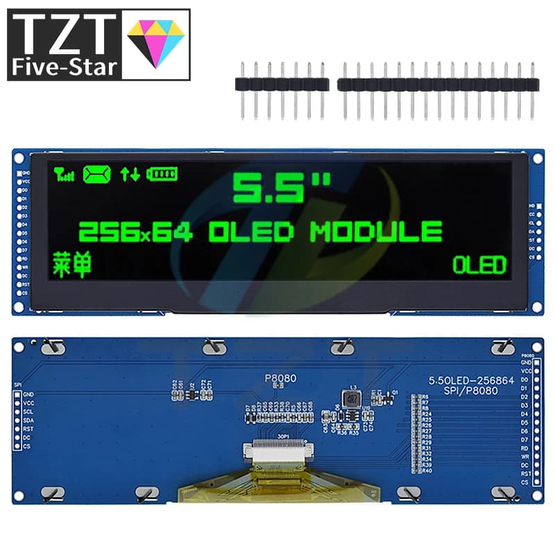 1/3PCS Display LCD OLED da 5.5 pollici colore verde 256x64 Drive SSD1322 interfaccia SPI/8 bit Porta parallela per Arduino UNO R3