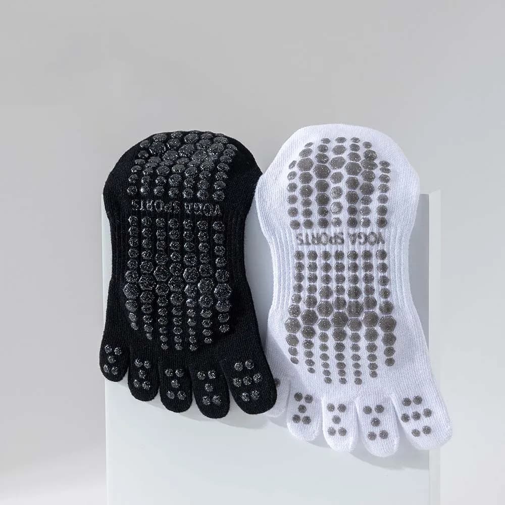 Calzini da yoga professionali da donna Calzini da yoga in cotone e silicone antiscivolo Calzini da pilates a caviglia bassa Smorzamento Danza Balletto