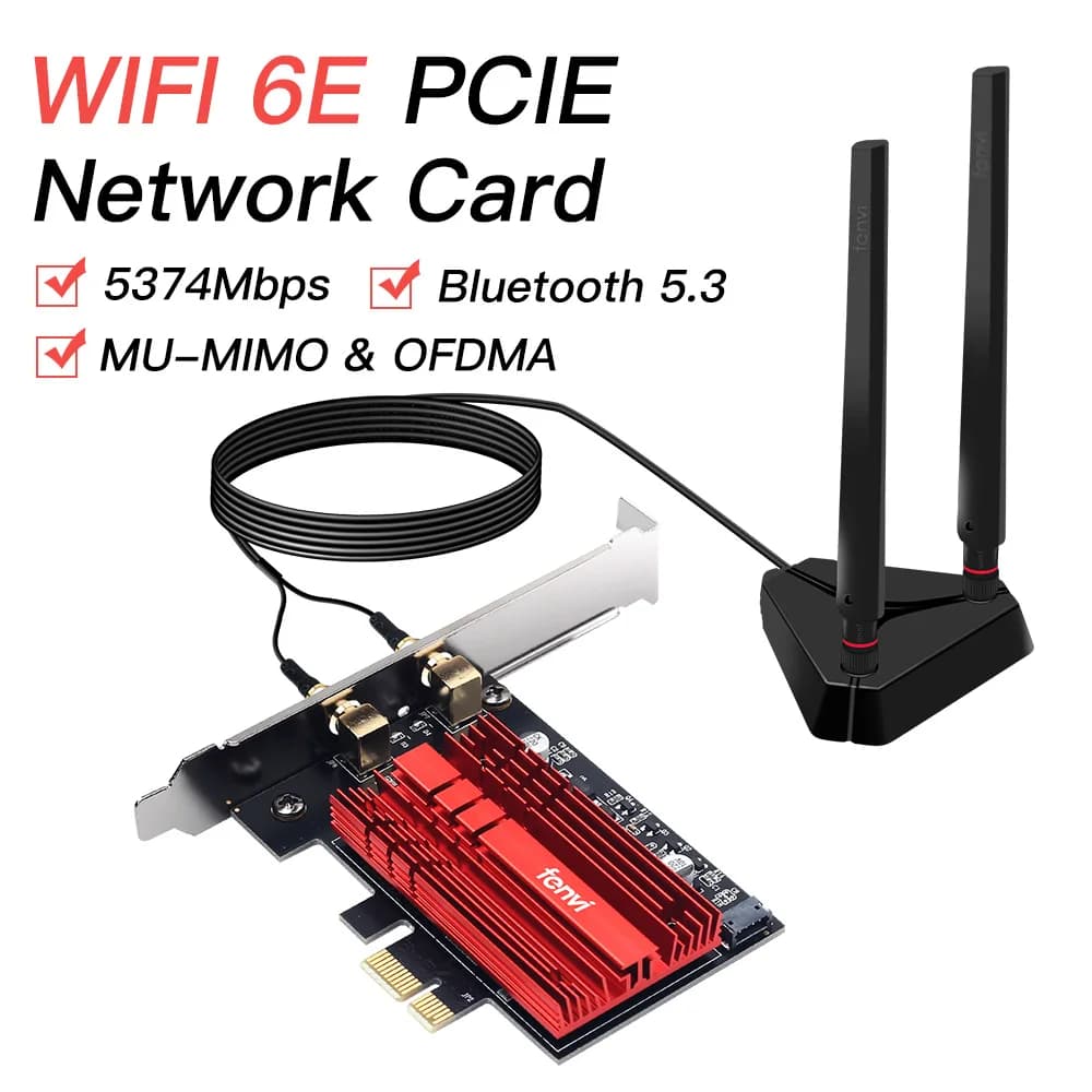 Fenvi Wifi 6E AX210 adattatore WiFi Wireless AXE3000Pro Bluetooth5.3 802.11ax scheda di rete dissipatore di calore Antenna ad alto guadagno per Desktop