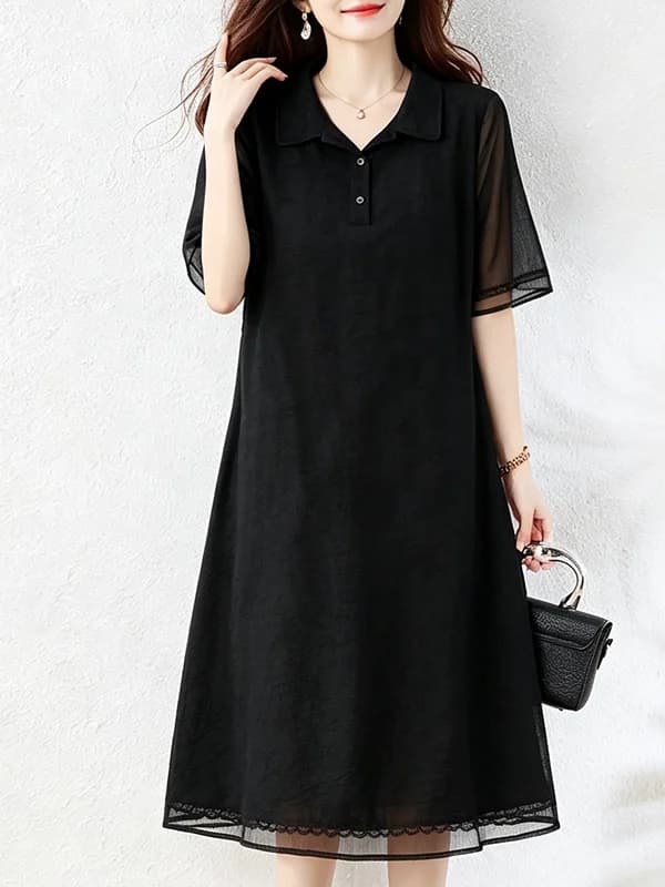Slimming Straight Tube Dress plus Size Summer Fashionable Little Black Dress Comfortable Loose Fit Women's Dress Polyester Fiber