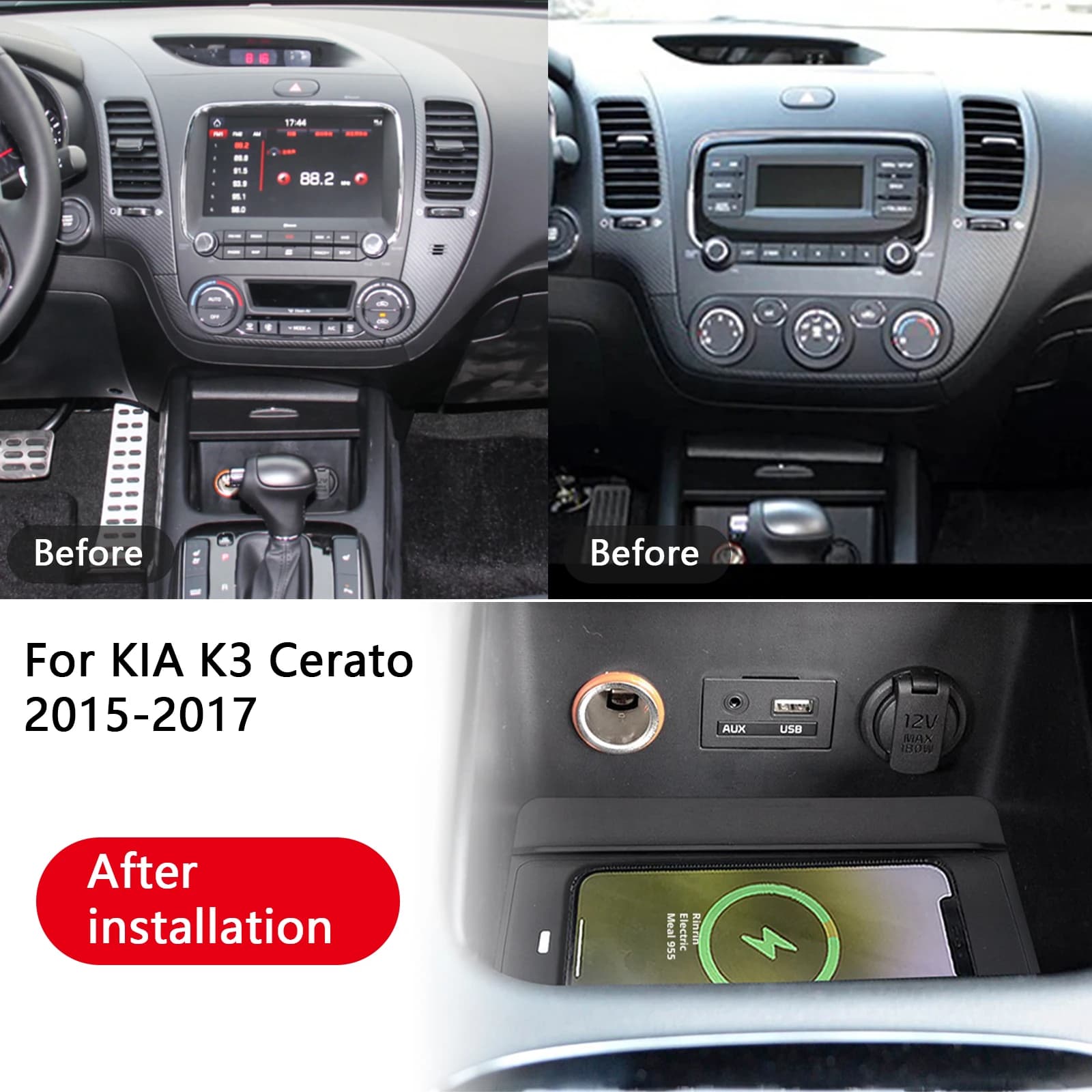 The leash for KIA K3 Cerato 2015-2017 Car center phone charger fast wireless charger charging plate charging support