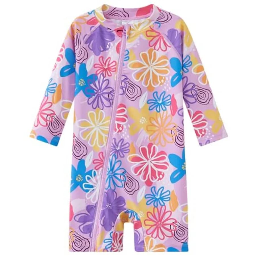 UMELOK Baby Girls' One Pcs Swimsuit Full Zip UPF 50+ Sun Protection Swimwear Rash Guard Swim Suit