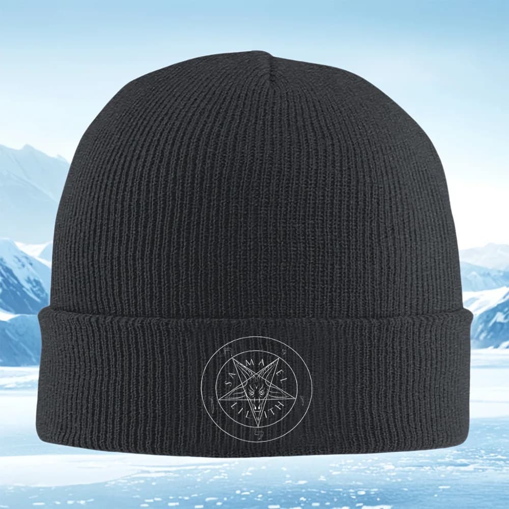 Goat Pentagram Symbol Circle Inscription Men Women Unisex Knitted Hat Beanie Pullover Cap Winter Thermal Warm Christmas Outdoor