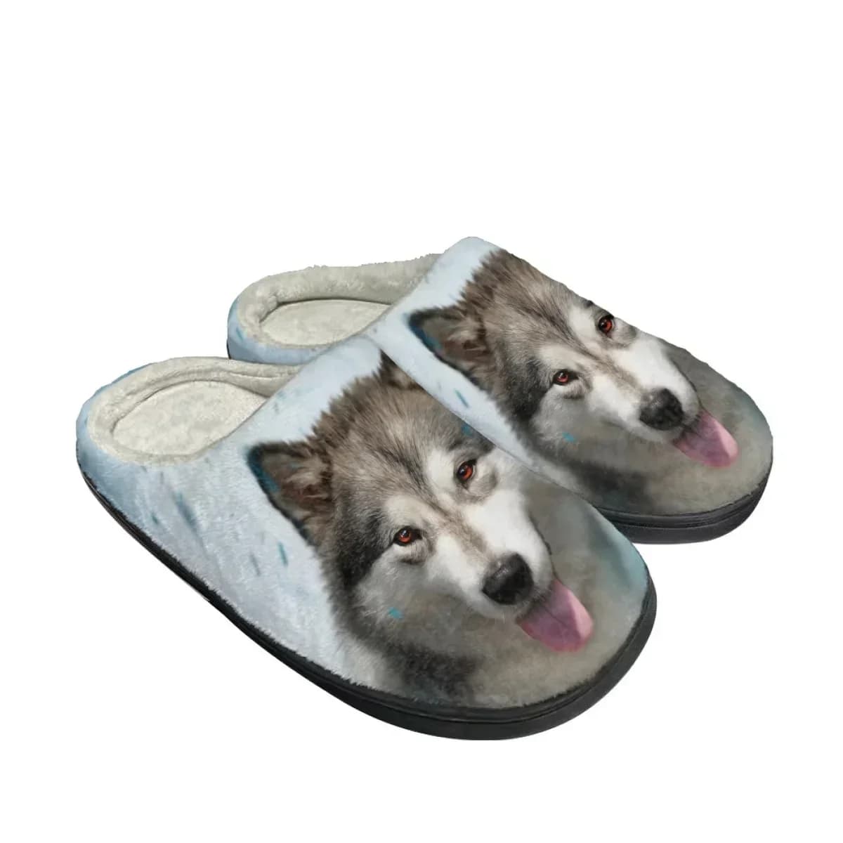 Lovely Husky Pink Indoor Slippers for Dogs Lovers Warm Home Shoes Women Slipper Indoor Silence Comfort Floor Slides