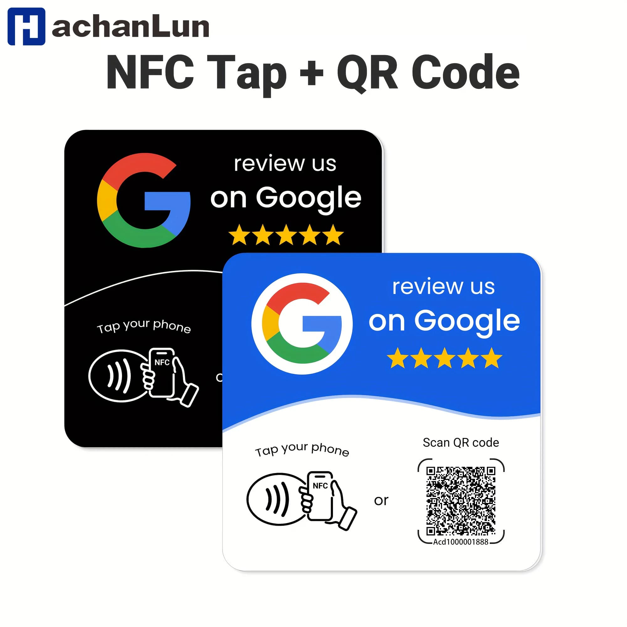 HACHANLUN programmabile NFC 215 quadrato per Google Revisione Card NFC Station Table 13,56 Mhz Codice QR Scheda in piedi modificabile