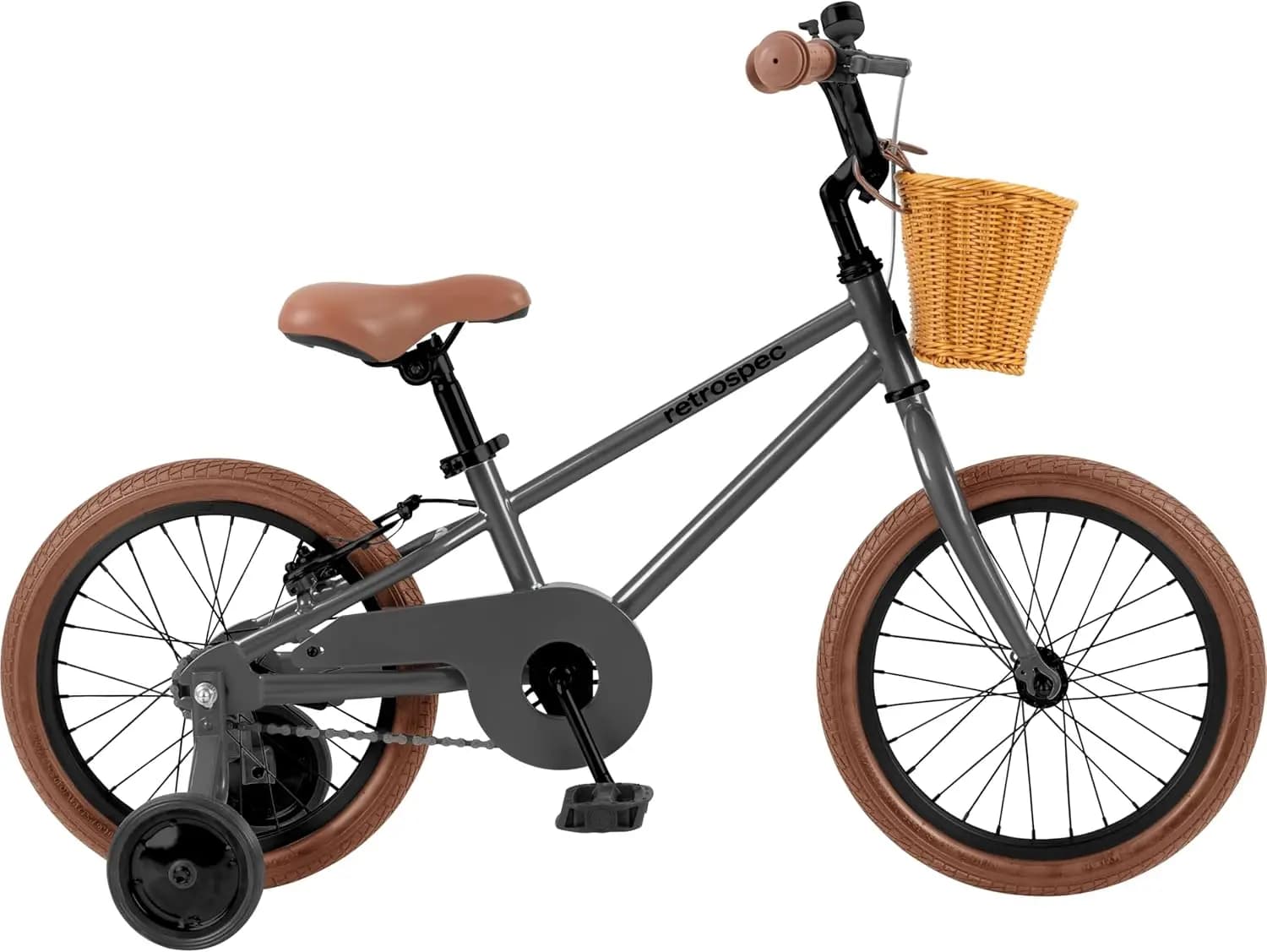 Bicicletta per Bambini da 16 Pollici con Rotelle e Cestino - Bici per Principianti dai 4-6 Anni, Telaio Basso, Freni a V, Campanello di Sicurezza