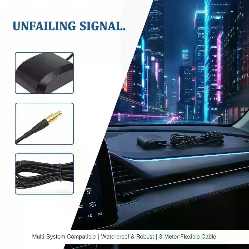 Antenna GPS Attiva con Guadagno 28dB, Cavo MCX Maschio RG174, Base Magnetica 1575.42MHz per Auto, Dashcam, Localizzatore, Amplificatore di Segnale