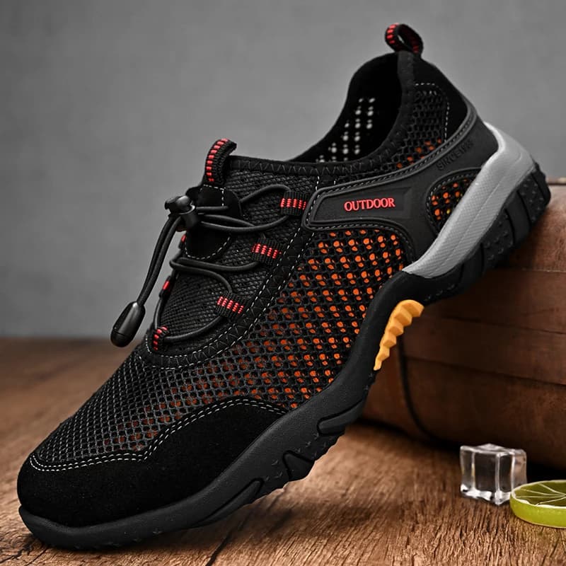 Outdoor Mesh Men Sneakers scarpe Casual estive traspiranti per uomo scarpe da Trekking Patchwork fatte a mano per mocassini da Trekking