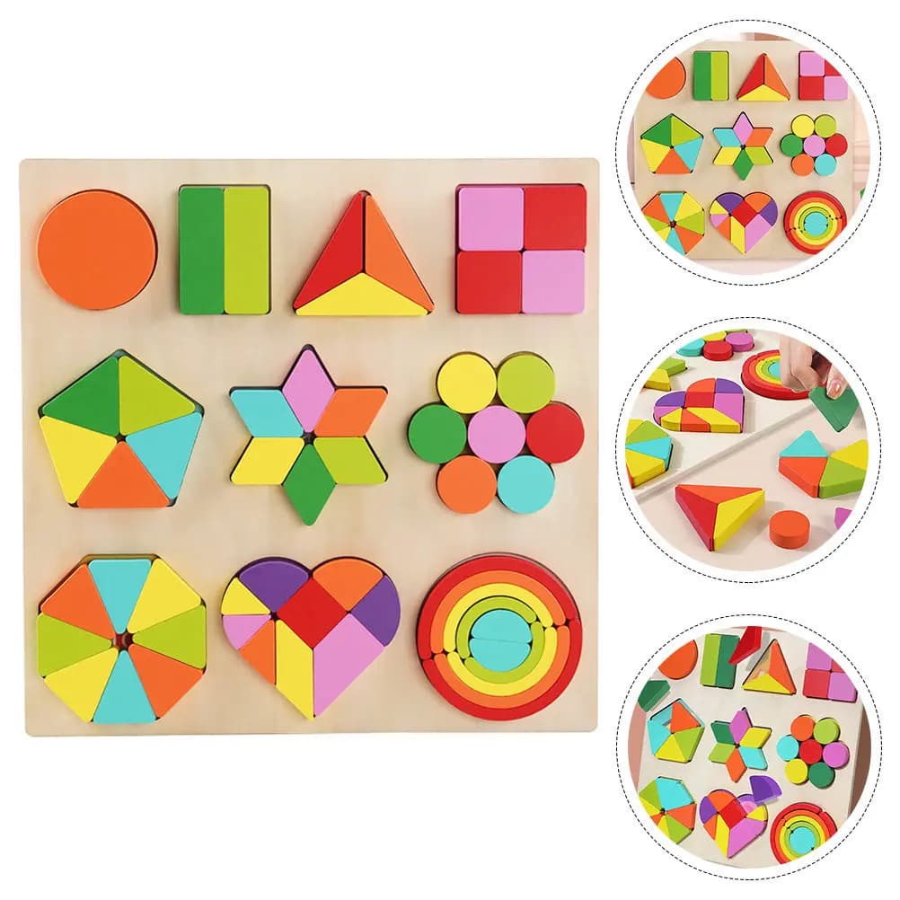 Set di Blocchi in Legno a Forma di Puzzle Arcobaleno per lo Sviluppo Cognitivo Precoce, Regalo Creativo Educativo per Bambini