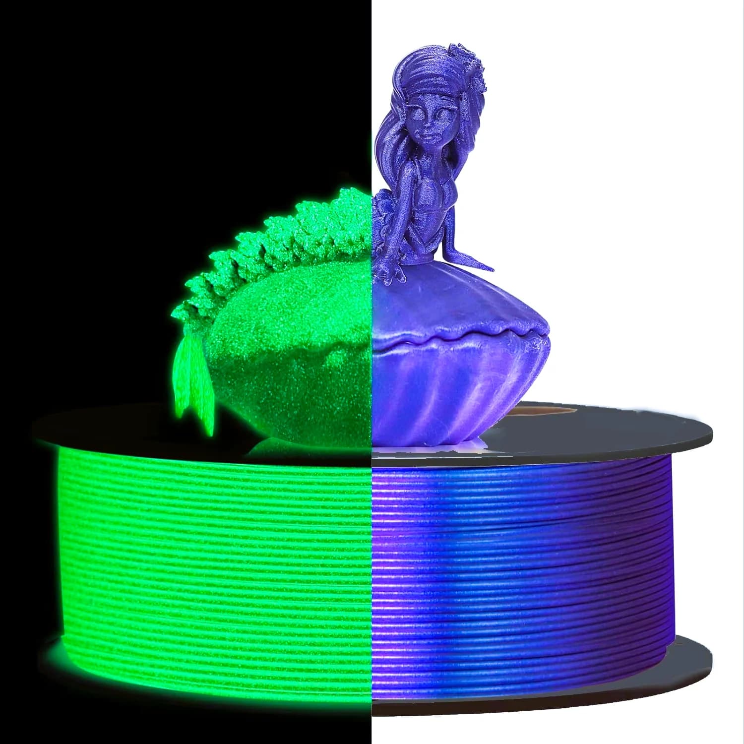 Chameleon PLA 3D Printer Filament with Color 1.75mm Purple Fluorescent to the Hole for 3D Printer