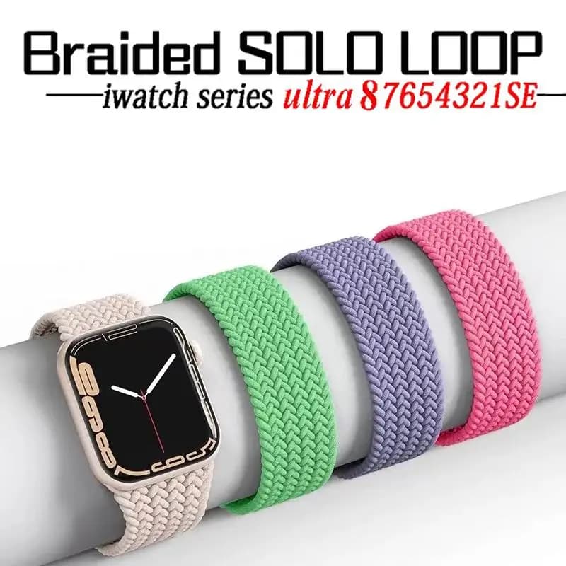 Solo Loop intrecciato per cinturino Apple Watch 44mm 45mm 49mm 40mm 41mm 38mm 42mm braccialetto iwatch Ultra 2 serie 7 se 3 5 4 6 8 9 cinturino