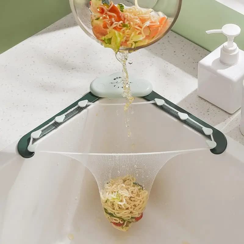 Filtro triangolare per lavello con 150 reti filtranti monouso, cestello angolare per lo scarico dei rifiuti alimentari in cucina
