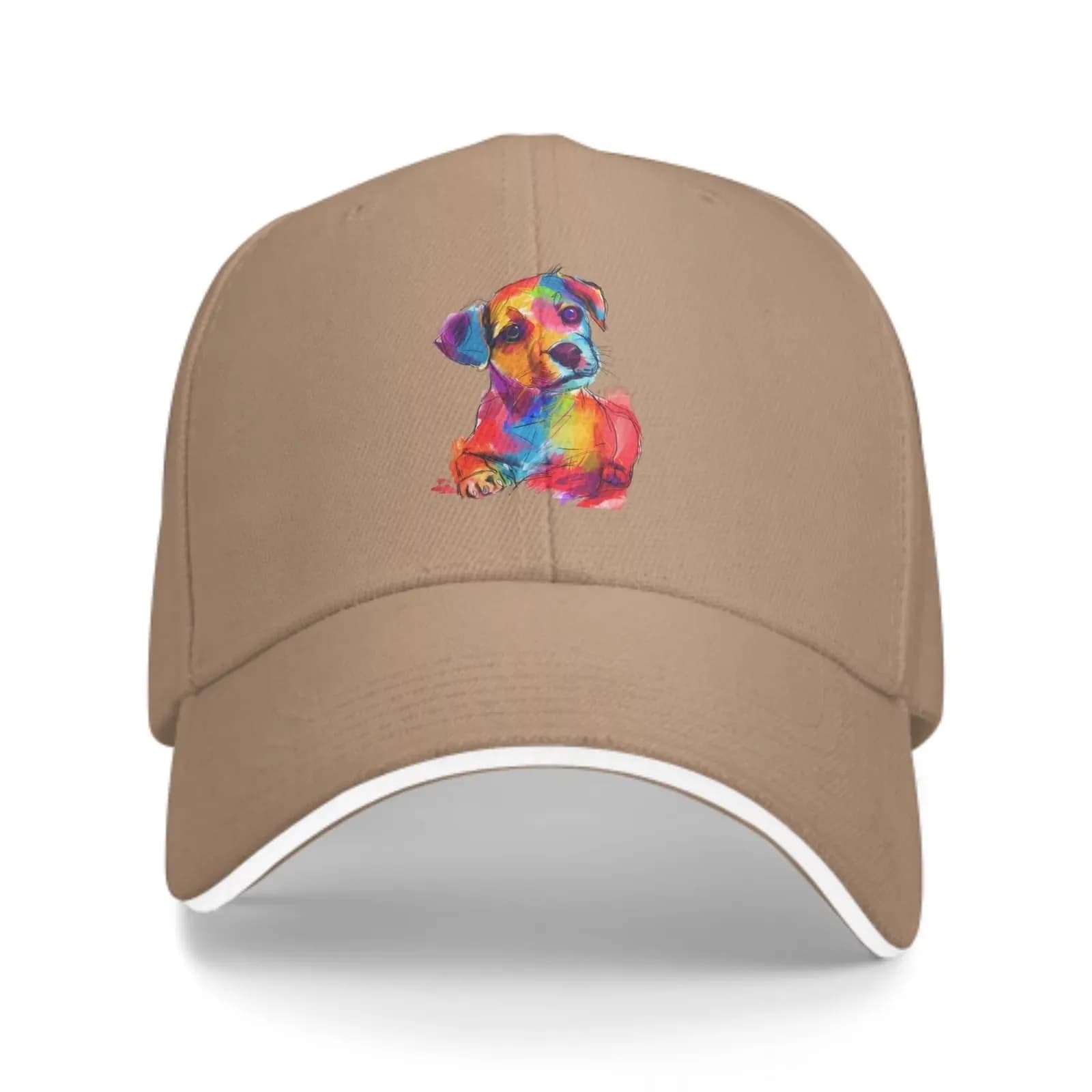 Cappellino da baseball colorato con motivo a cagnolino, regolabile, protezione solare, casual, per esterni, unisex