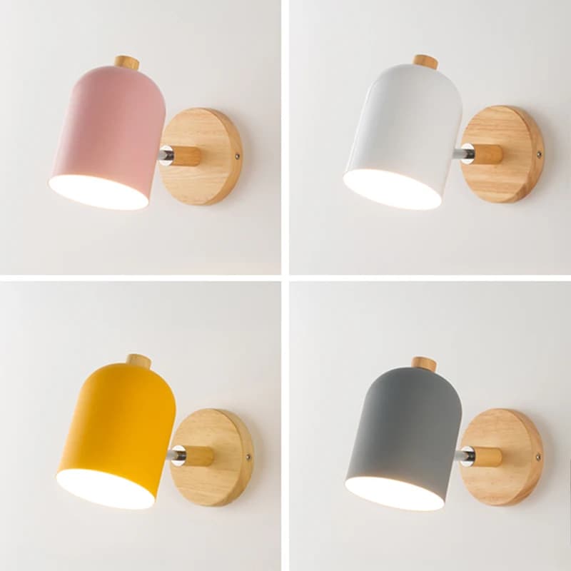 Lampade da Parete per Interni, Decorazione Murale, Lampade da Comodino in Stile Nordico, Applique a Sospensione in Legno Macaron, Illuminazione per Lettura Soggiorno/Camera da Letto