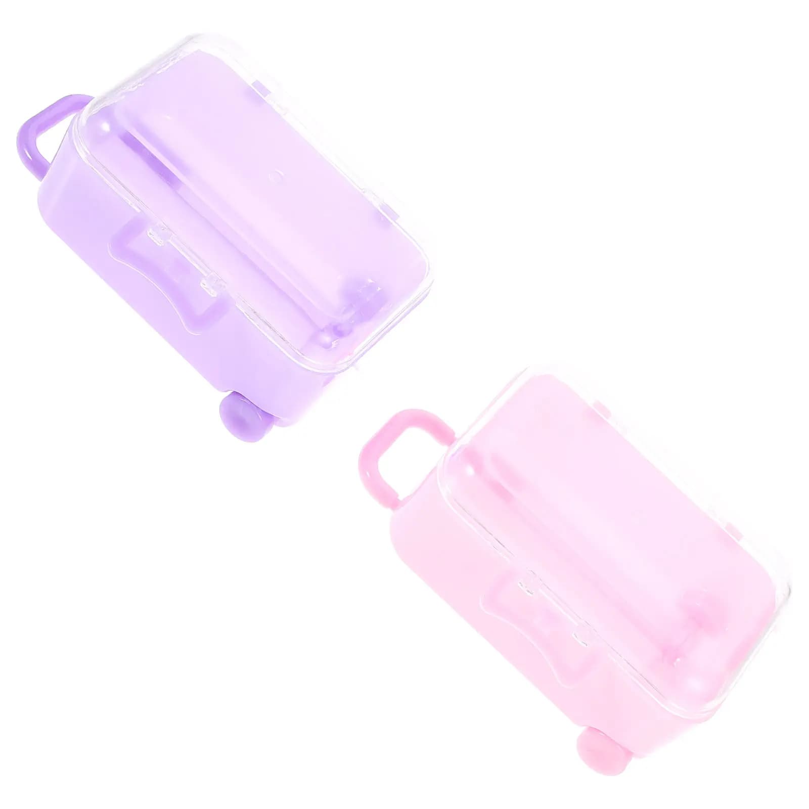 2Pcs Baby Luggage Case Accessories Mini Plastic Suitcase Carrier Storage Box Stylish Gift Suitcase Model Mini Luggage Case