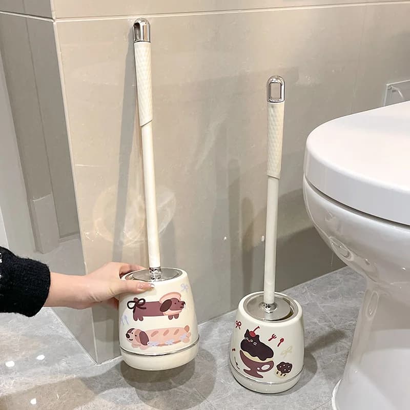 Set Spazzola WC per Uso Domestico Senza Angoli Morti, Nuovo 2026, Strumenti per la Pulizia del Bagno con Base, Pulitore Igienico per WC