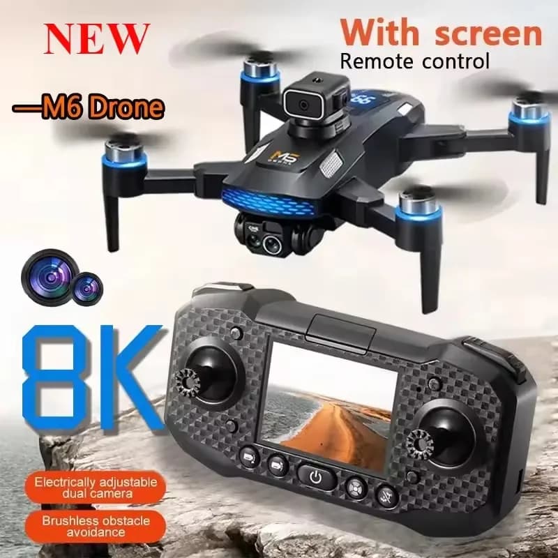 2026 NEW M6 Drone Professional 8K Camera Dron 5G WIFI FPV UAV With Screen Remote Control RC Dron Avoidance Aerial Quadcopter