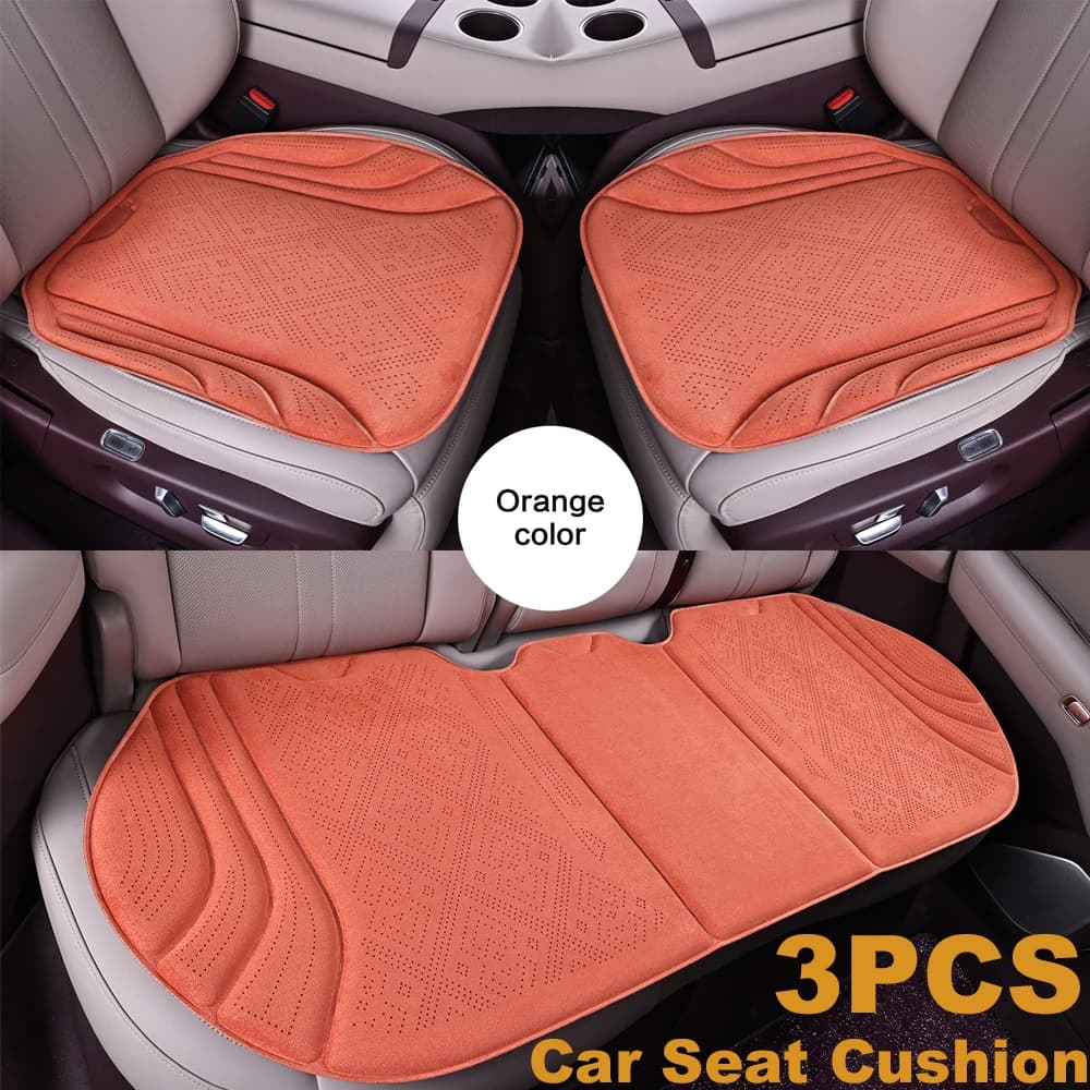 3PCS Universal Anti-Slip Car Seat Cover Premium Suede Leather Four Season Auto Seat Cushion Breathable Seat Protection Pad